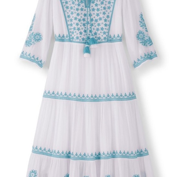 Soft Surroundings Blue and White Midi Dress XL Embroidered Brand New - Picture 2 of 7